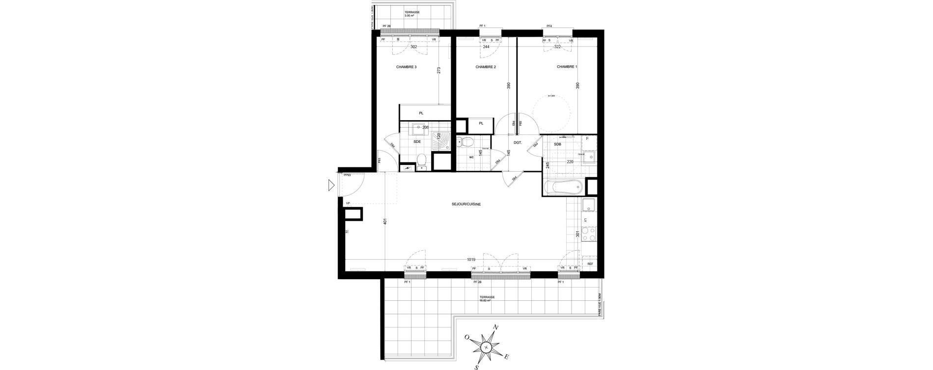 Appartement T4 de 85,28 m2 &agrave; Ch&acirc;tenay-Malabry Houssi&egrave;res