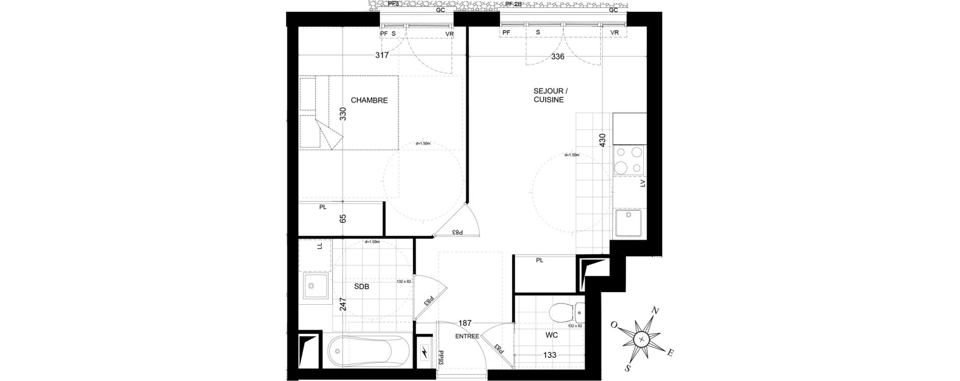 Appartement T2 de 38,57 m2 &agrave; Ch&acirc;tenay-Malabry Houssi&egrave;res