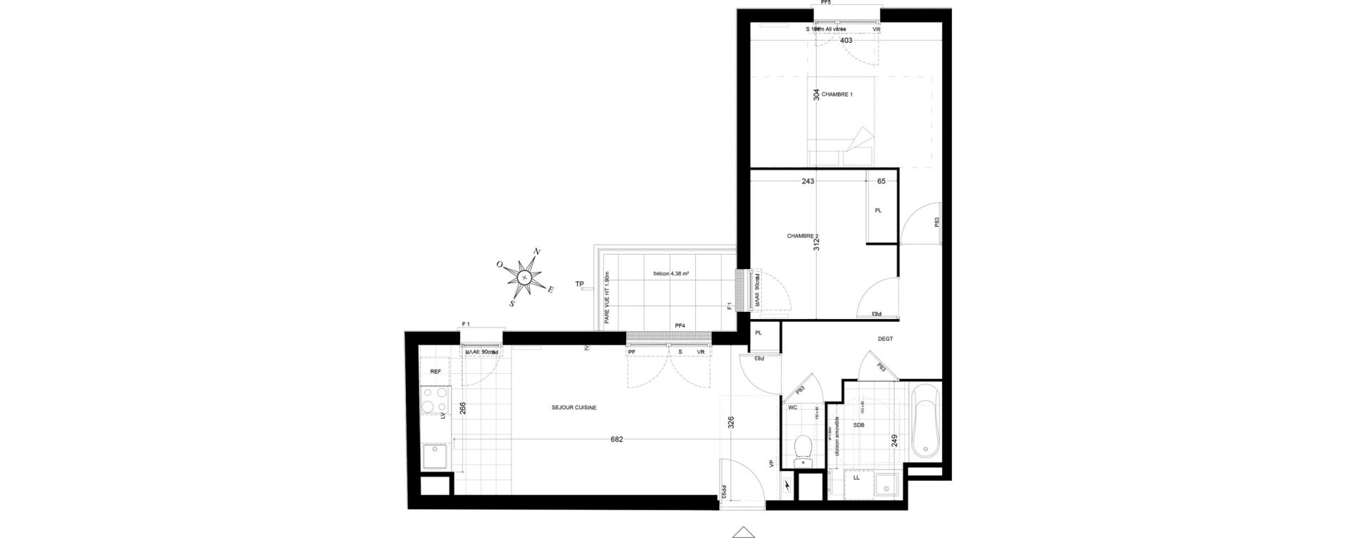 Appartement T3 de 59,54 m2 &agrave; Ch&acirc;tenay-Malabry Houssi&egrave;res