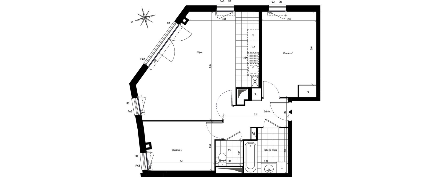 Appartement T3 de 62,25 m2 &agrave; Ch&acirc;tillon Centre