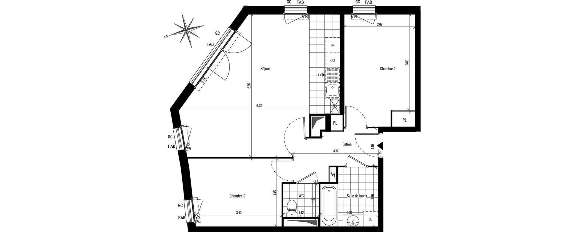 Appartement T3 de 62,90 m2 &agrave; Ch&acirc;tillon Centre