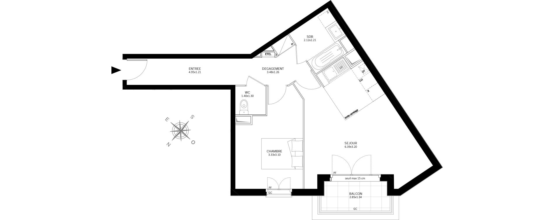 Appartement T2 de 52,06 m2 &agrave; Ch&acirc;tillon Centre