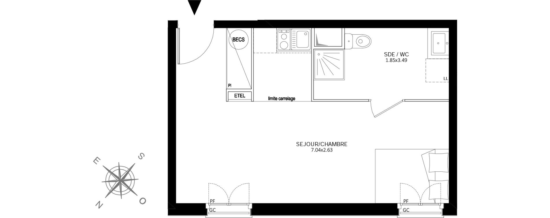Appartement T1 de 30,89 m2 &agrave; Ch&acirc;tillon Centre