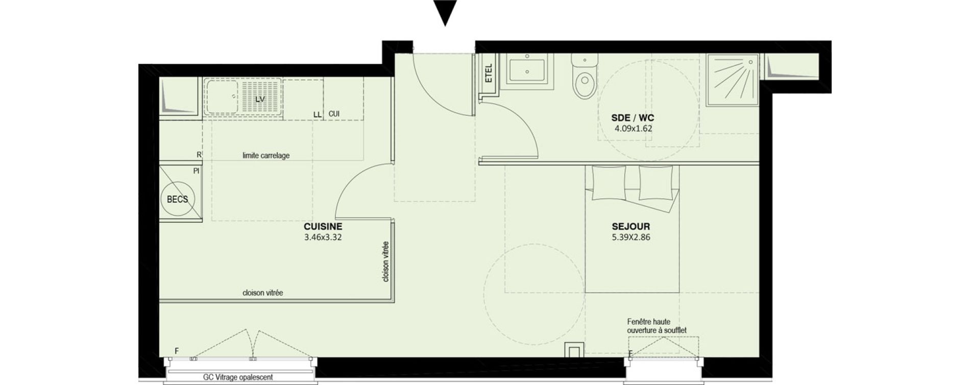 Appartement T1 de 38,05 m2 &agrave; Ch&acirc;tillon Centre