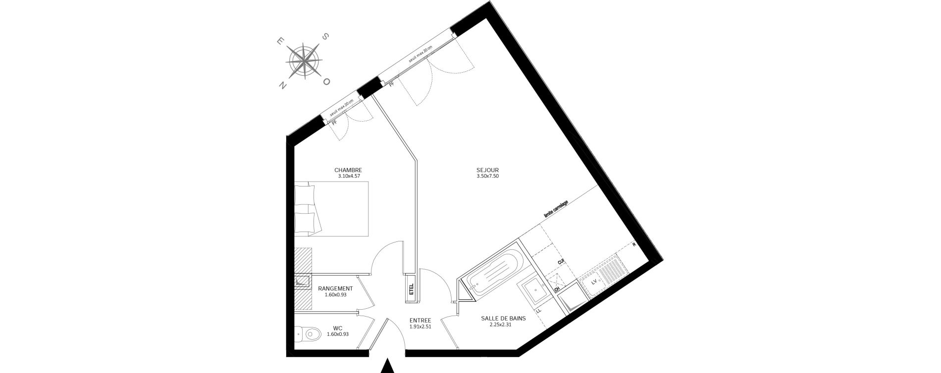 Appartement T2 de 50,39 m2 &agrave; Ch&acirc;tillon Centre