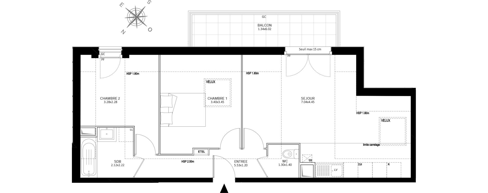 Appartement T3 de 58,11 m2 &agrave; Ch&acirc;tillon Centre