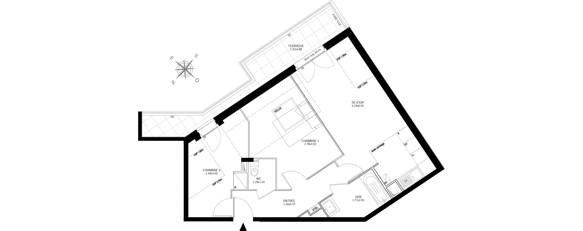 Appartement T3 de 57,30 m2 &agrave; Ch&acirc;tillon Centre