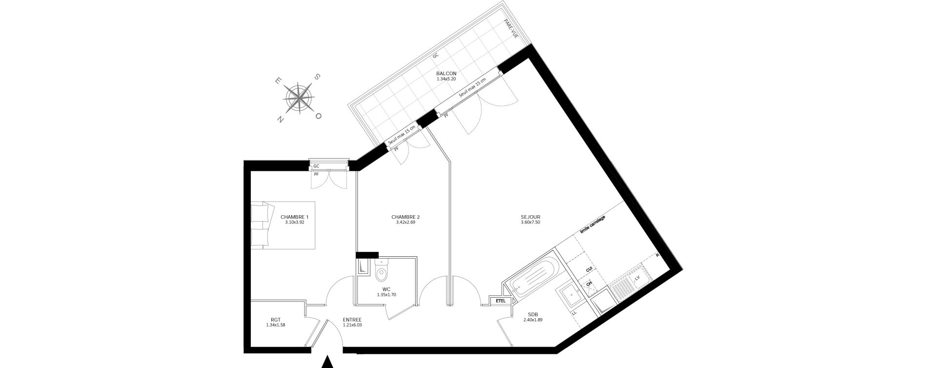 Appartement T3 de 66,81 m2 &agrave; Ch&acirc;tillon Centre