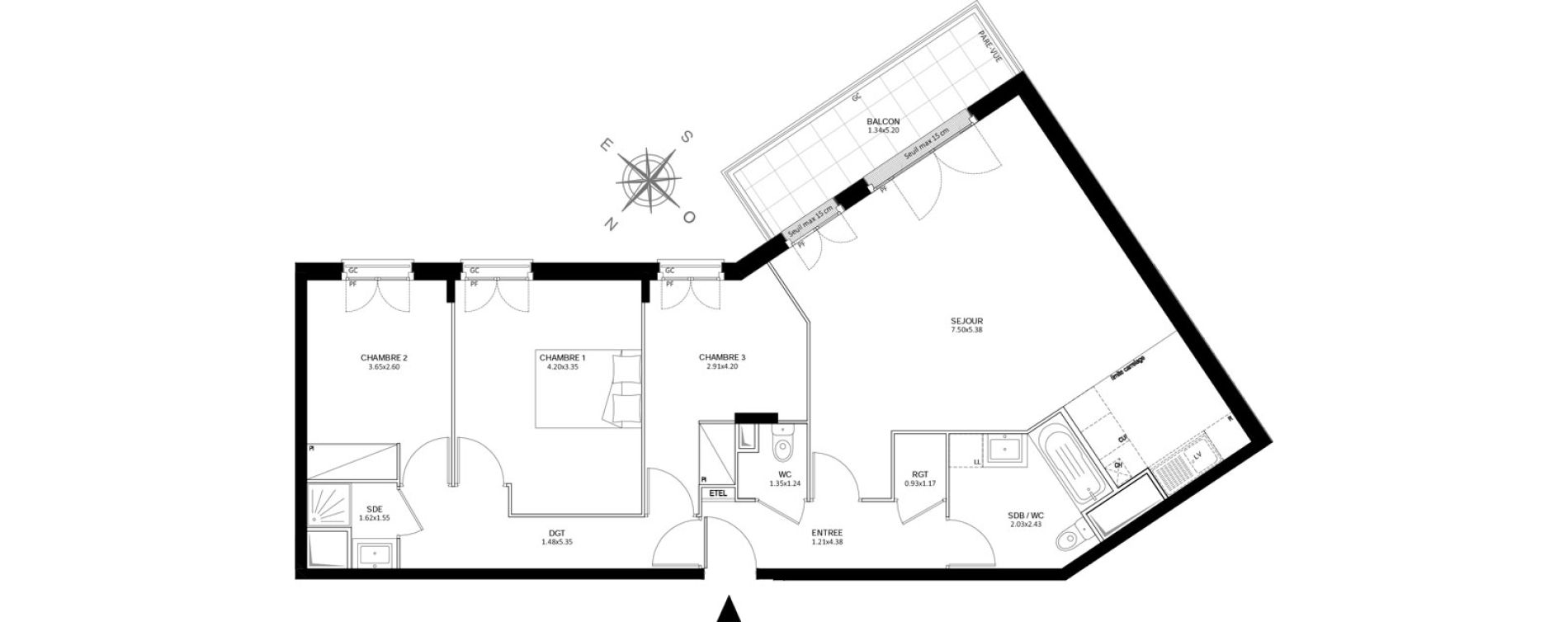 Appartement T4 de 88,81 m2 &agrave; Ch&acirc;tillon Centre
