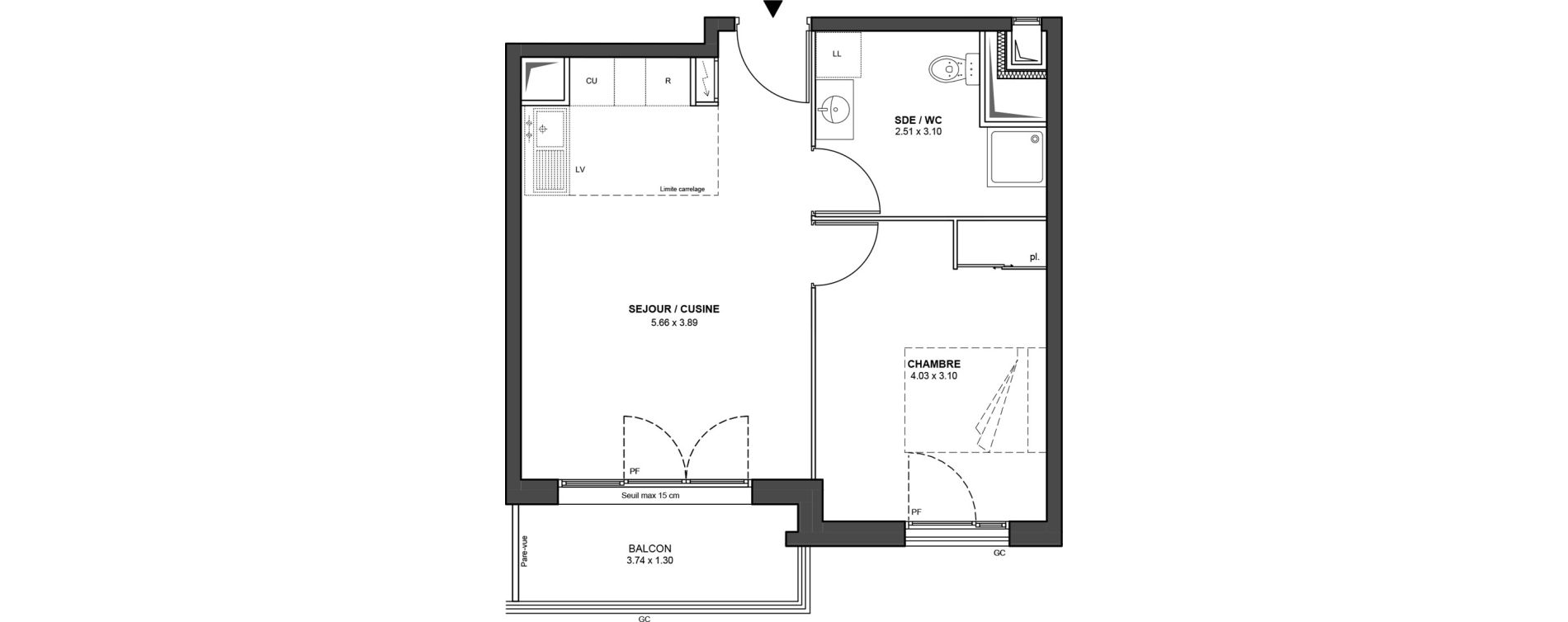 Appartement T2 de 40,71 m2 &agrave; Ch&acirc;tillon Les sablons