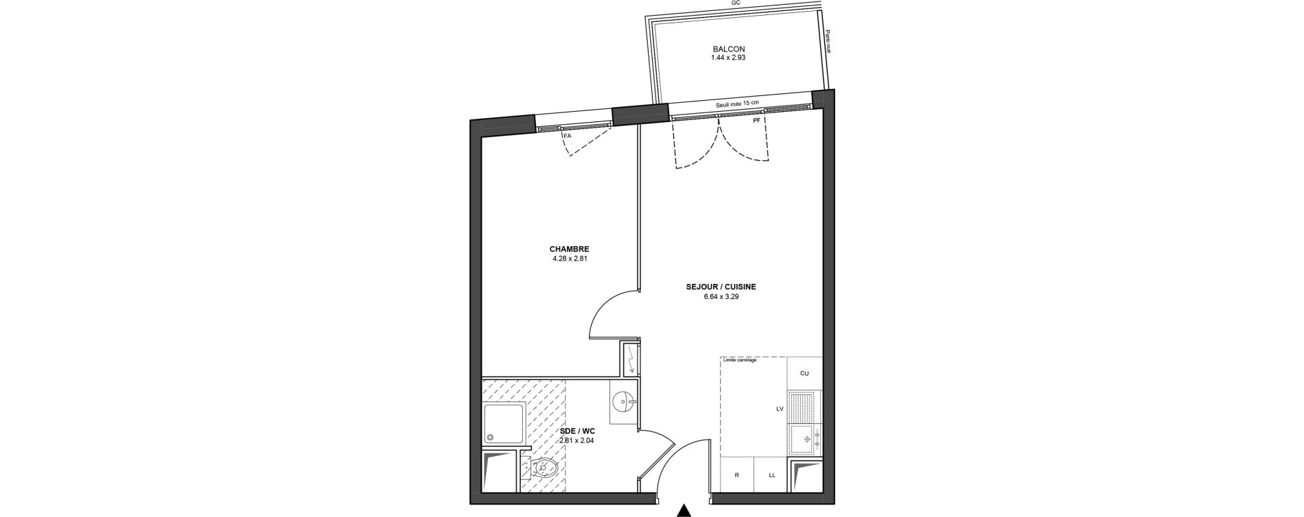 Appartement T2 de 39,29 m2 &agrave; Ch&acirc;tillon Les sablons