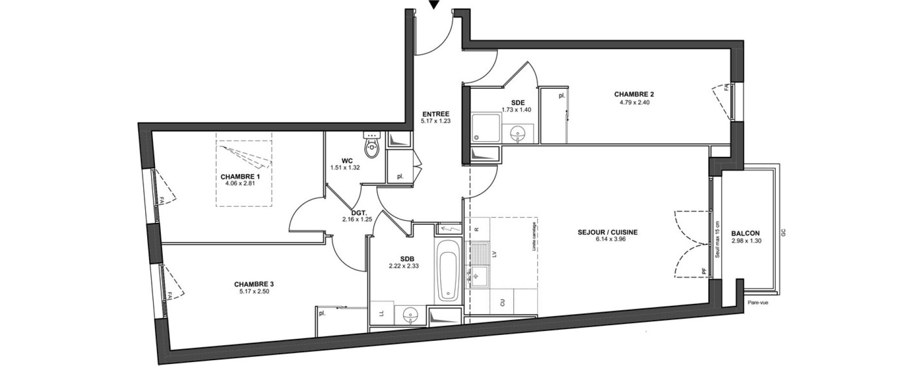 Appartement T4 de 82,10 m2 &agrave; Ch&acirc;tillon Les sablons