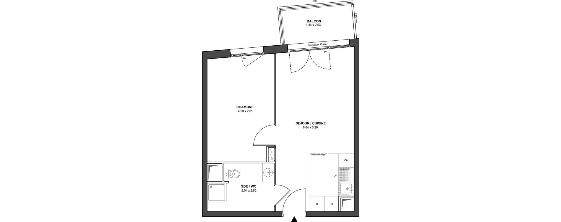 Appartement T2 de 39,29 m2 &agrave; Ch&acirc;tillon Les sablons