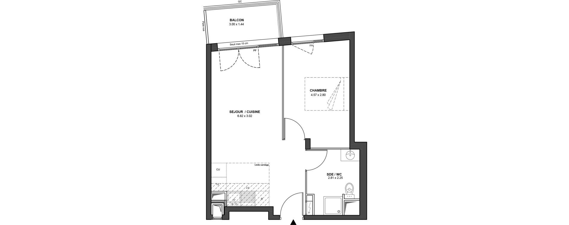 Appartement T2 de 40,78 m2 &agrave; Ch&acirc;tillon Les sablons