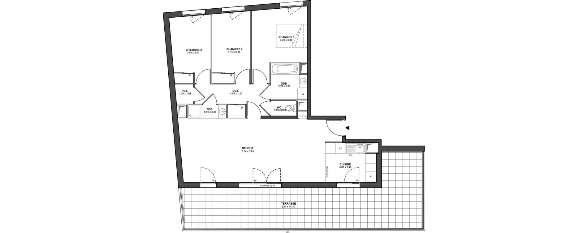 Appartement T4 de 90,43 m2 &agrave; Ch&acirc;tillon Les sablons