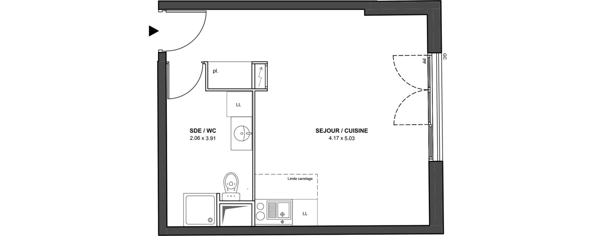 Appartement T1 de 31,31 m2 &agrave; Ch&acirc;tillon Les sablons