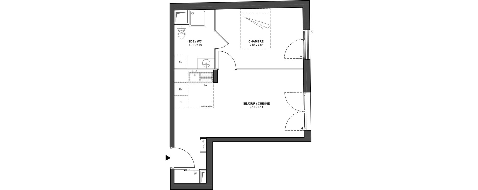 Appartement T2 de 38,84 m2 &agrave; Ch&acirc;tillon Les sablons