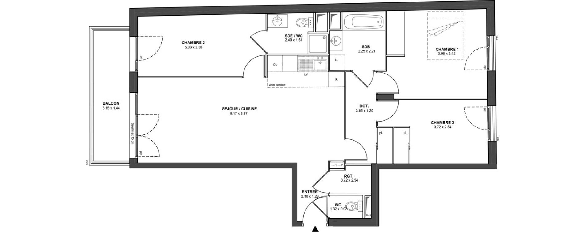 Appartement T4 de 85,47 m2 &agrave; Ch&acirc;tillon Les sablons