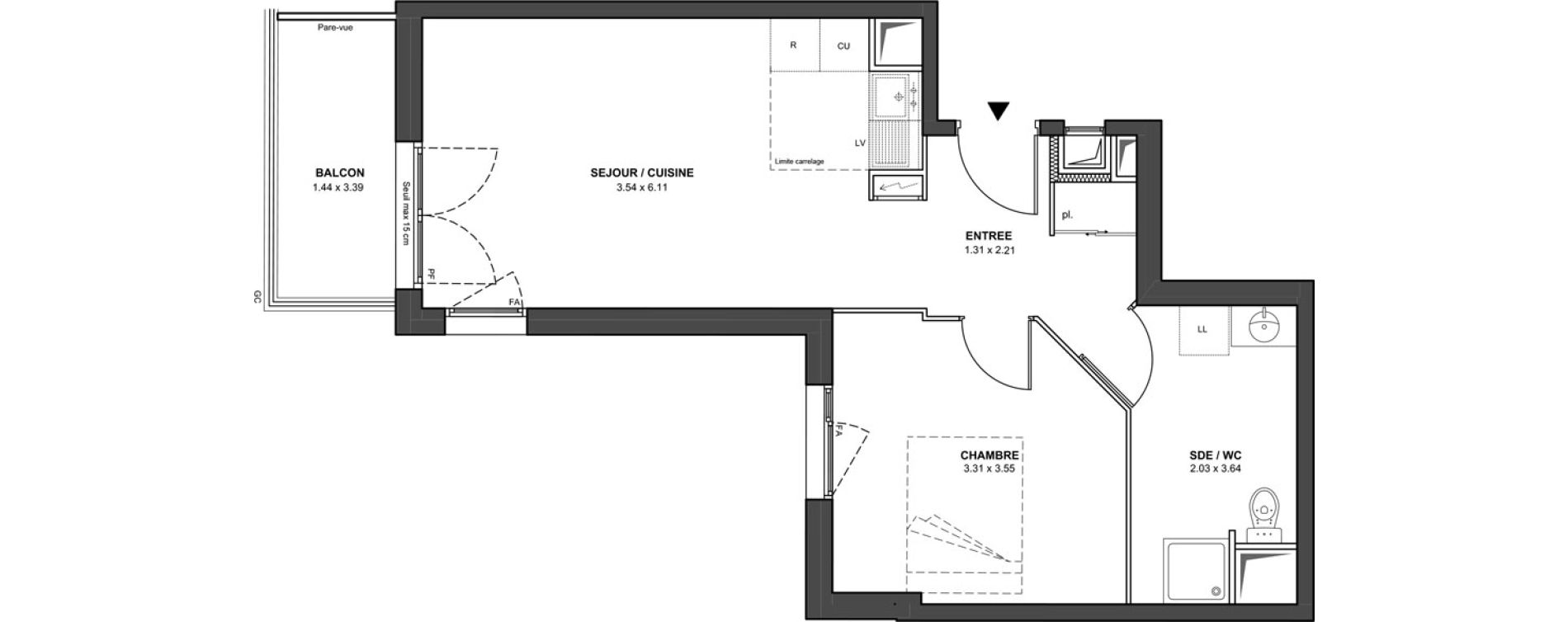 Appartement T2 de 44,98 m2 &agrave; Ch&acirc;tillon Les sablons