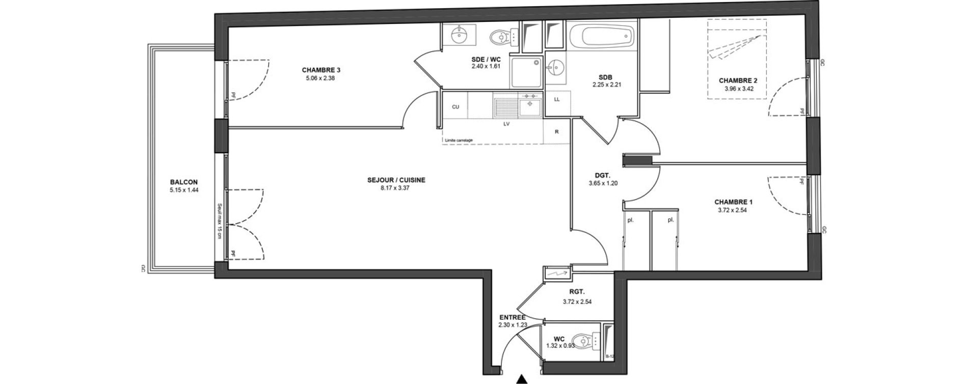 Appartement T4 de 85,47 m2 &agrave; Ch&acirc;tillon Les sablons