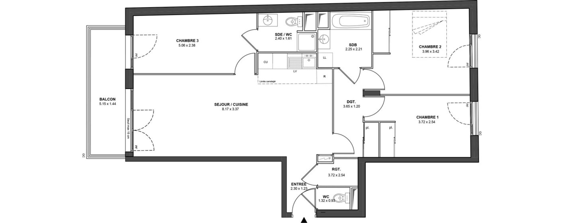 Appartement T4 de 85,47 m2 &agrave; Ch&acirc;tillon Les sablons