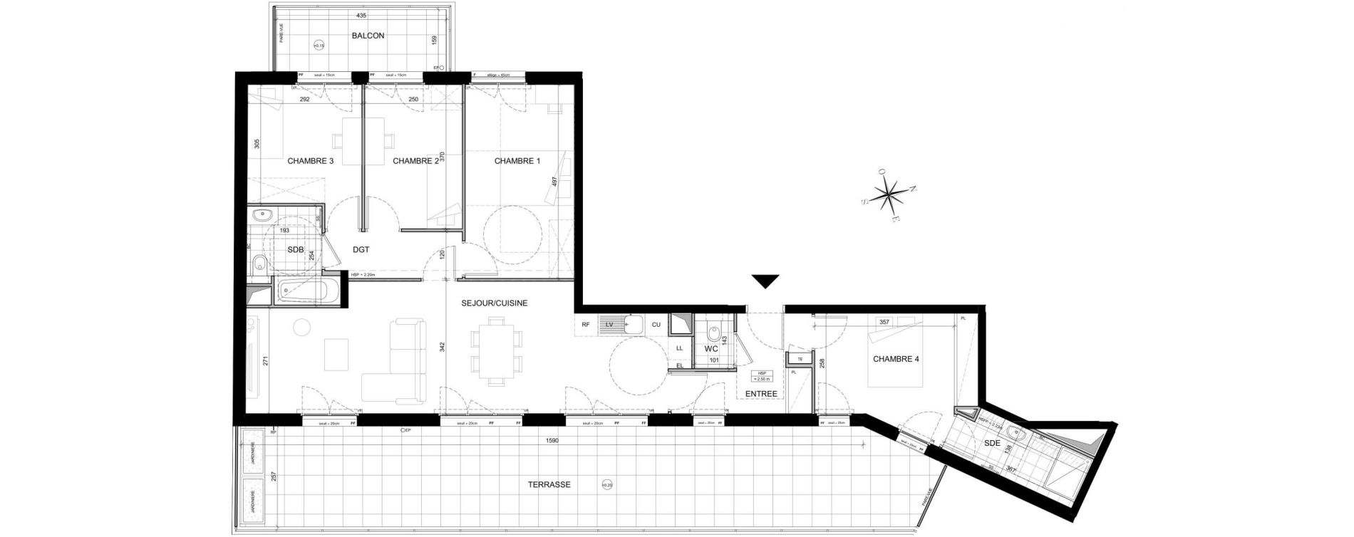 Appartement T5 de 99,69 m2 &agrave; Ch&acirc;tillon Marcel doret