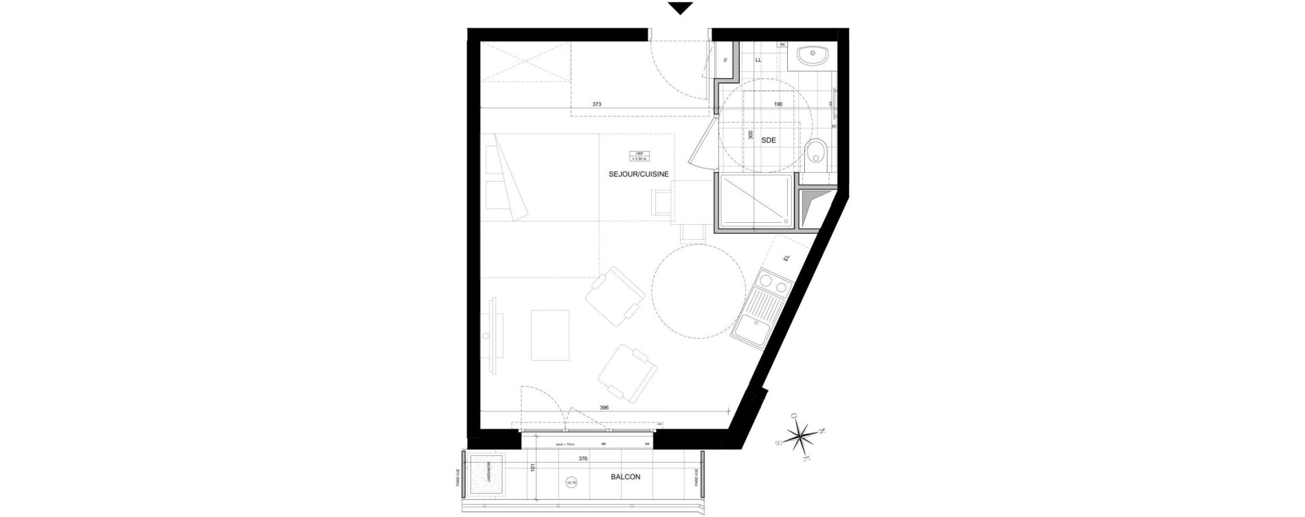 Appartement T1 de 31,03 m2 &agrave; Ch&acirc;tillon Marcel doret