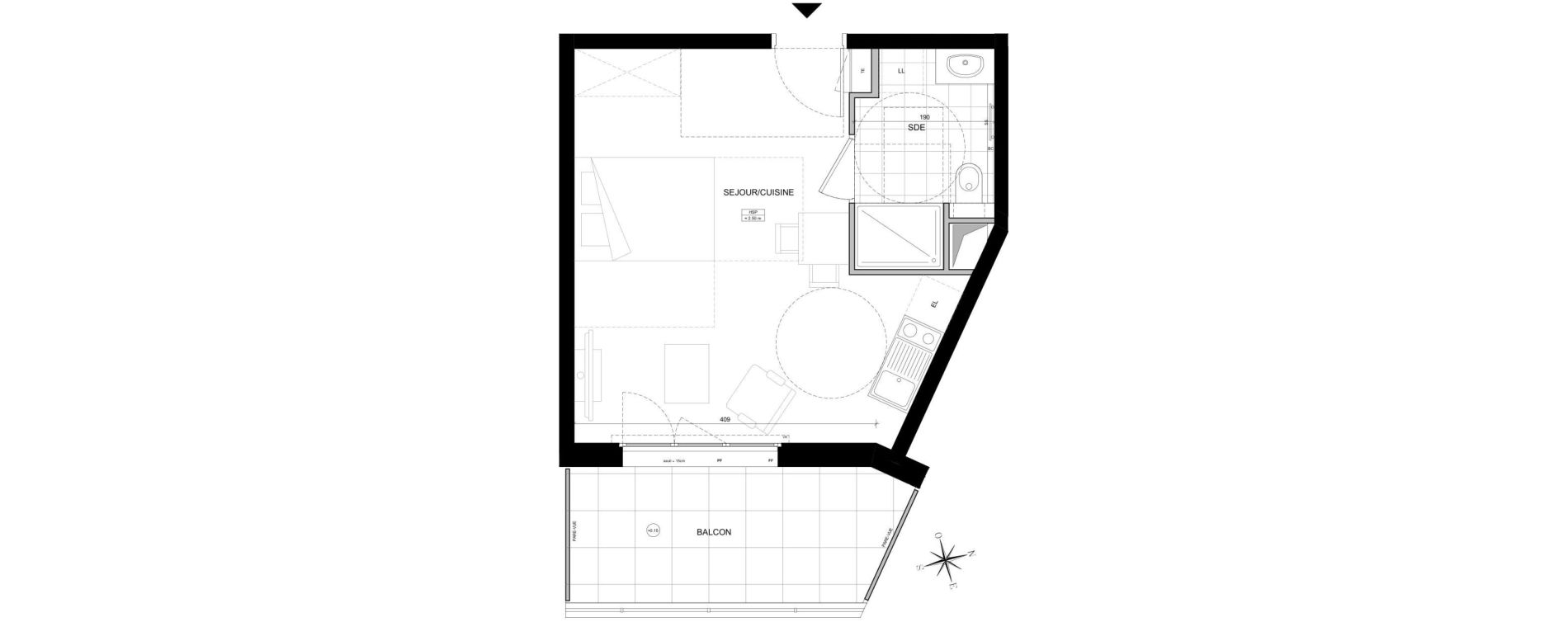 Appartement T1 de 27,54 m2 &agrave; Ch&acirc;tillon Marcel doret