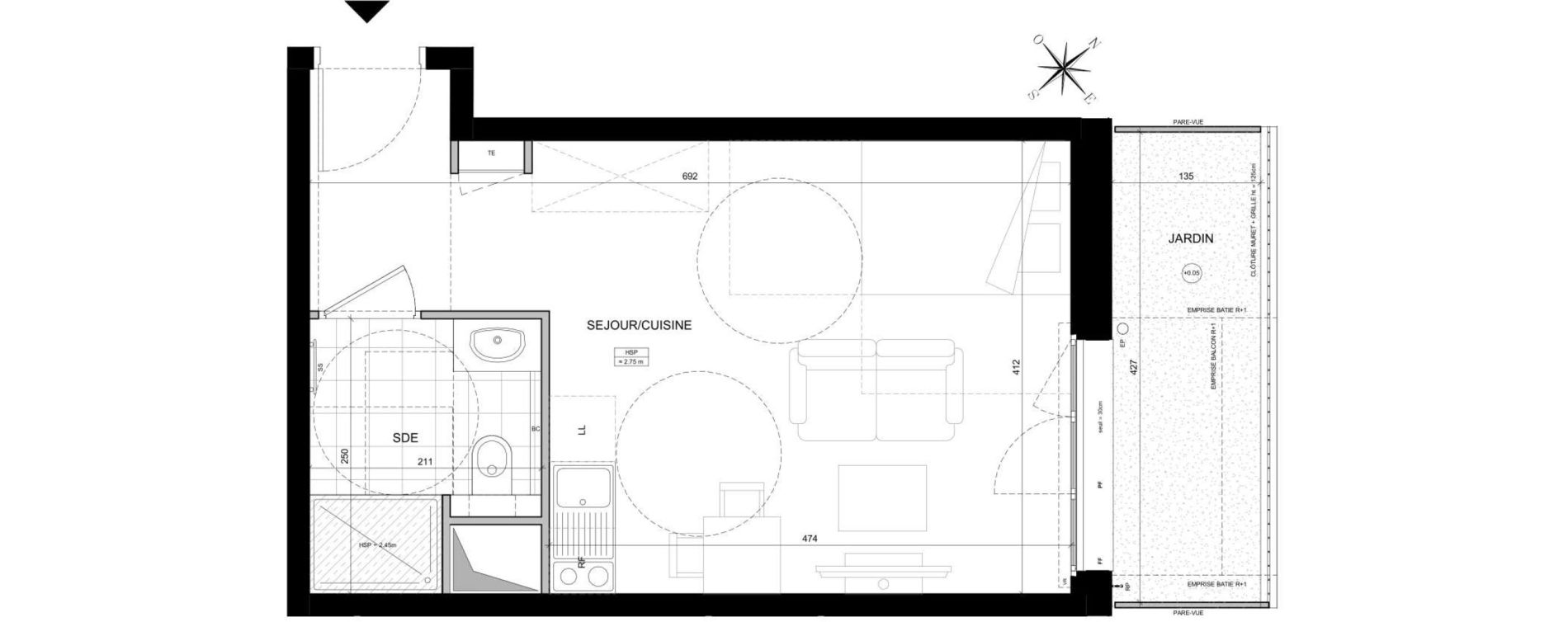 Appartement T1 de 28,14 m2 &agrave; Ch&acirc;tillon Marcel doret