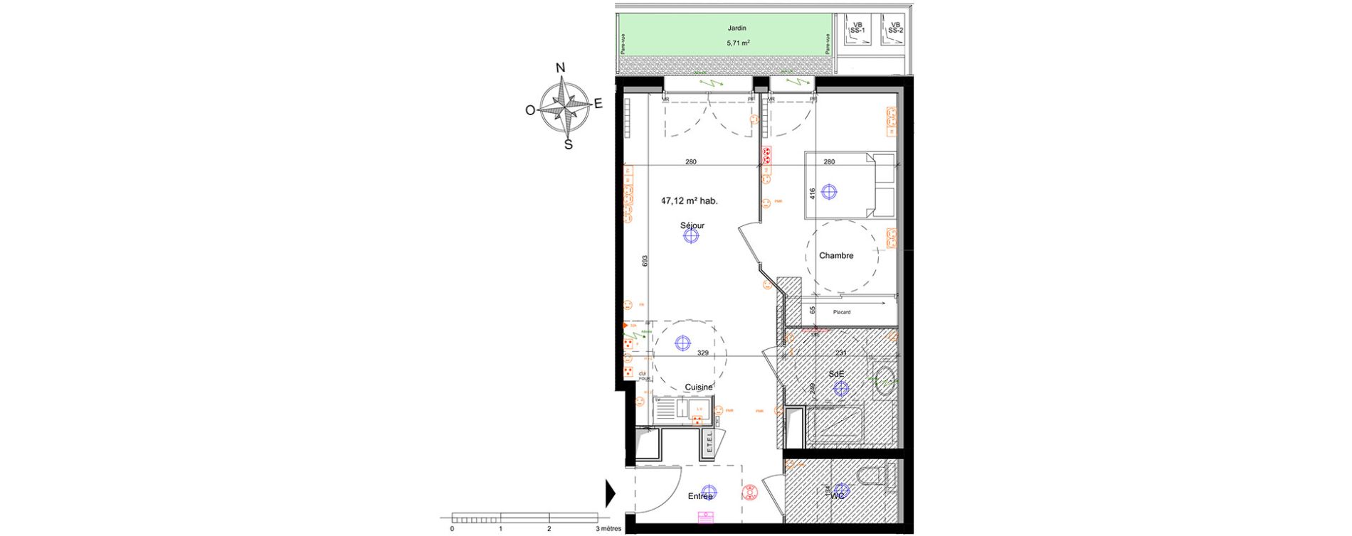 Appartement T2 de 47,12 m2 &agrave; Ch&acirc;tillon Centre