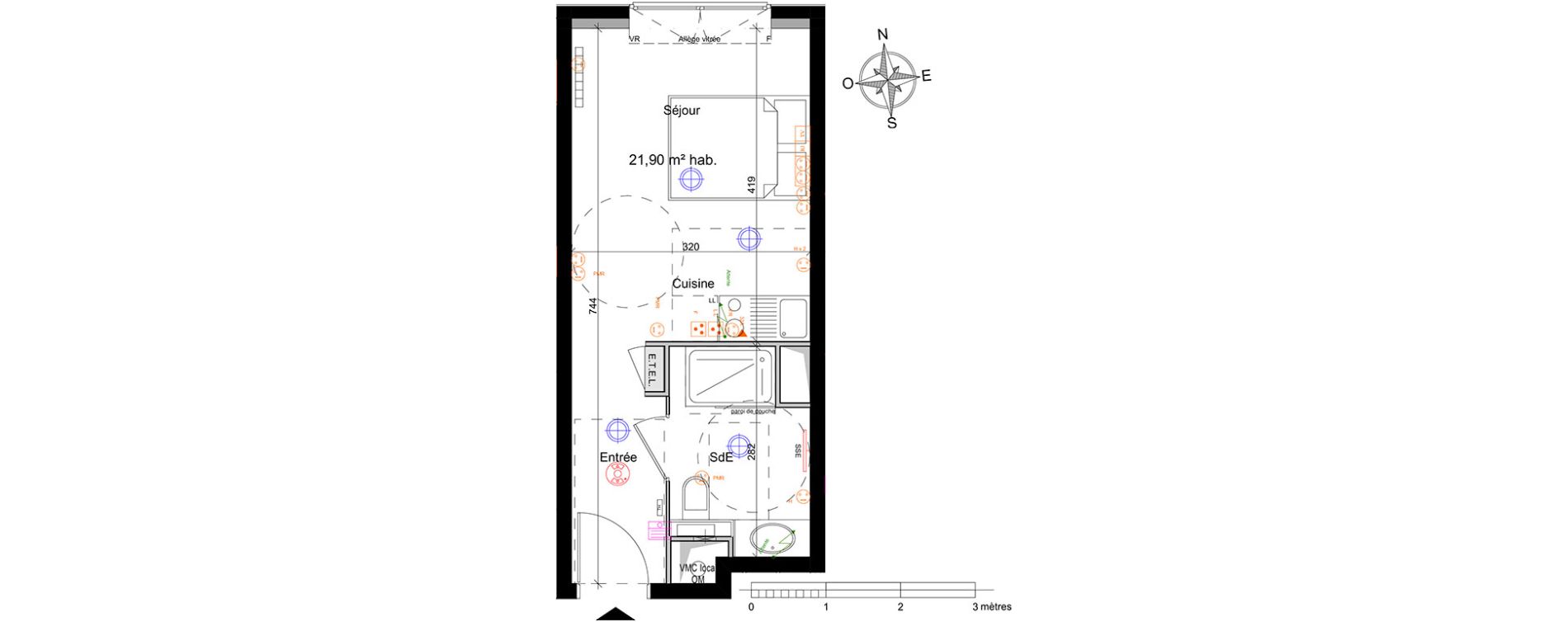 Appartement T1 de 21,90 m2 &agrave; Ch&acirc;tillon Centre
