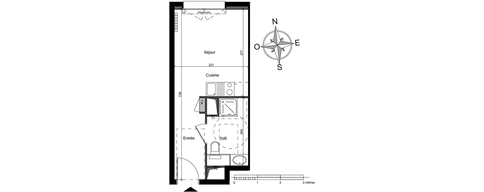 Appartement T1 de 21,50 m2 à Châtillon Centre