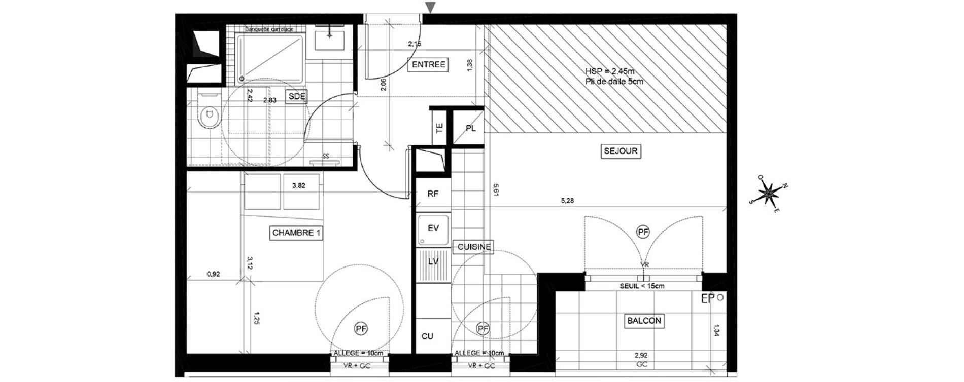 Appartement T2 de 45,17 m2 &agrave; Chaville Centre