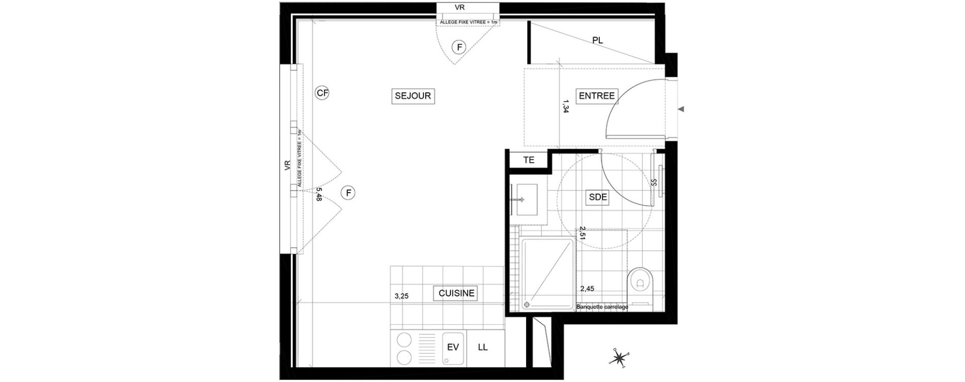 Appartement T1 de 28,75 m2 &agrave; Chaville Centre