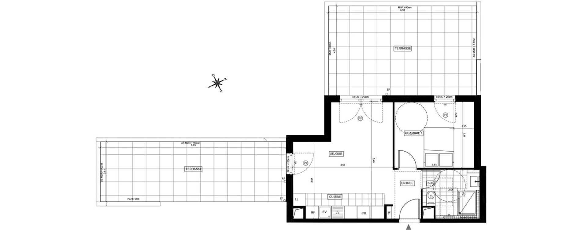 Appartement T2 de 42,51 m2 &agrave; Chaville Centre