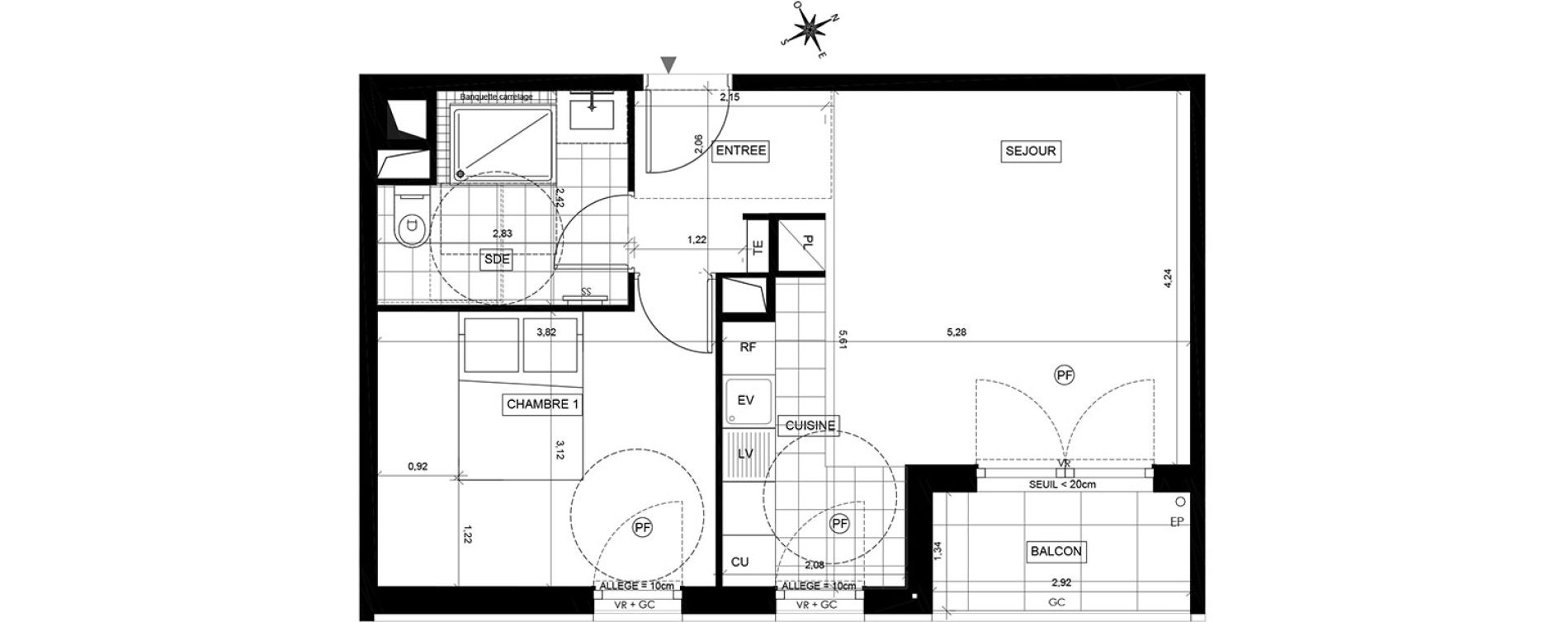 Appartement T2 de 45,18 m2 &agrave; Chaville Centre