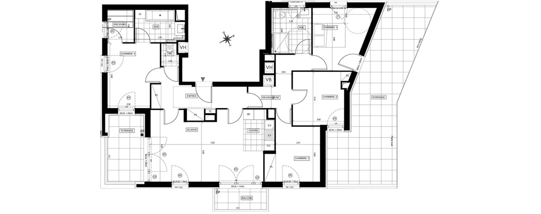 Appartement T5 de 100,72 m2 &agrave; Chaville Centre