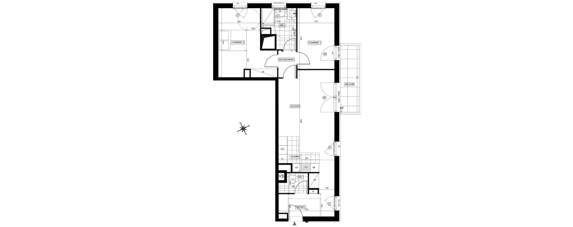 Appartement T3 de 68,89 m2 &agrave; Chaville Centre