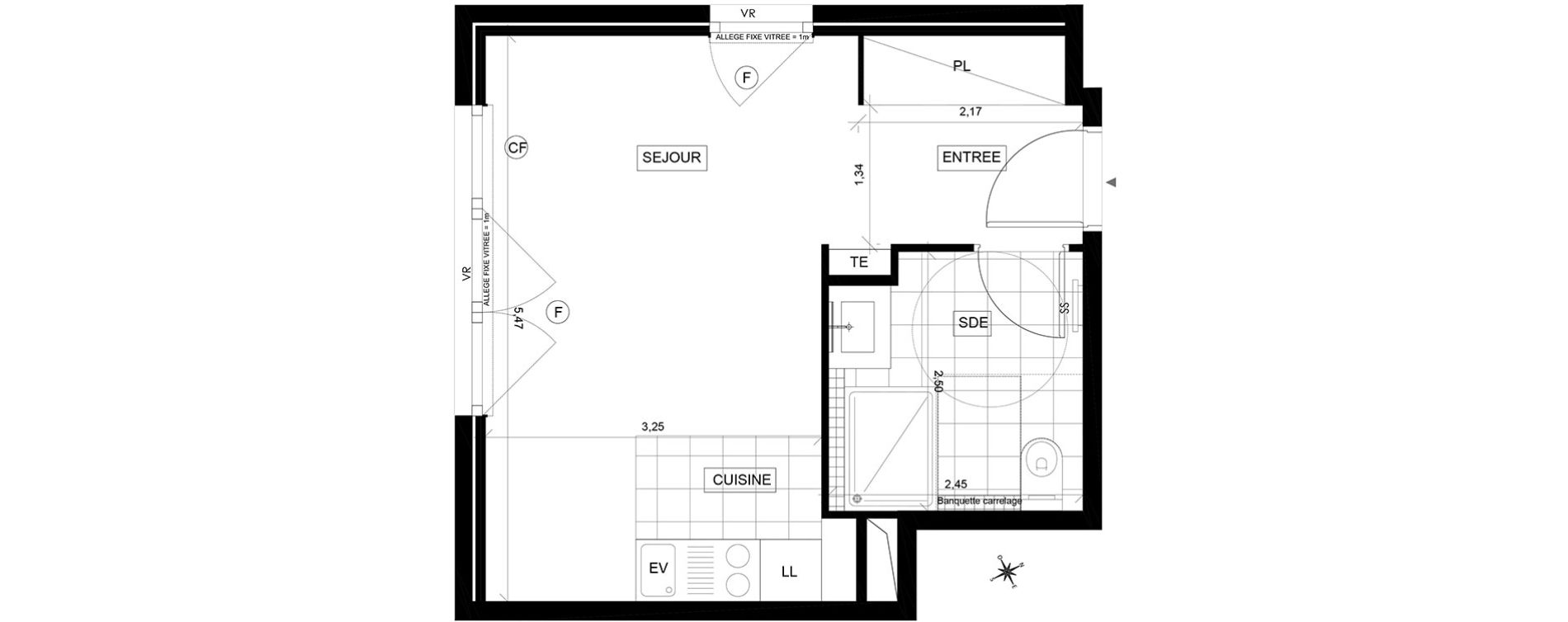 Appartement T1 de 28,75 m2 &agrave; Chaville Centre