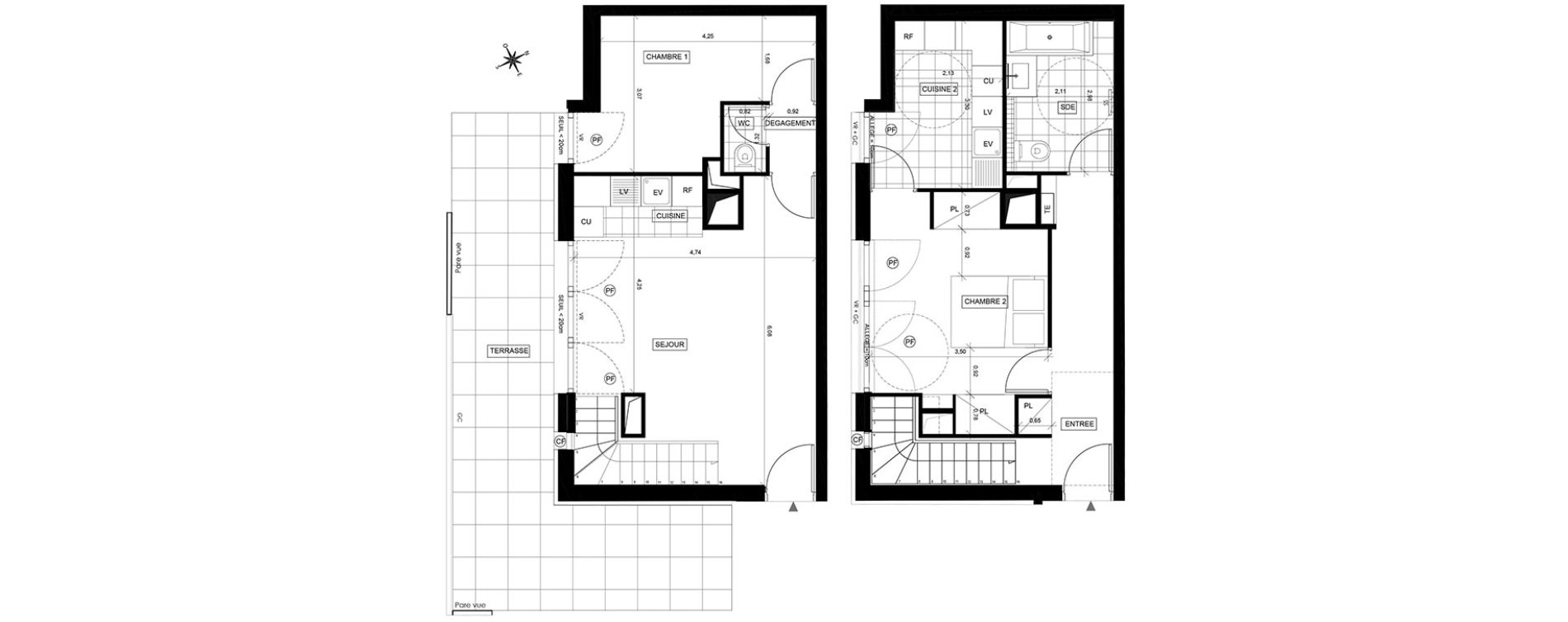 Appartement T3 de 75,77 m2 &agrave; Chaville Centre
