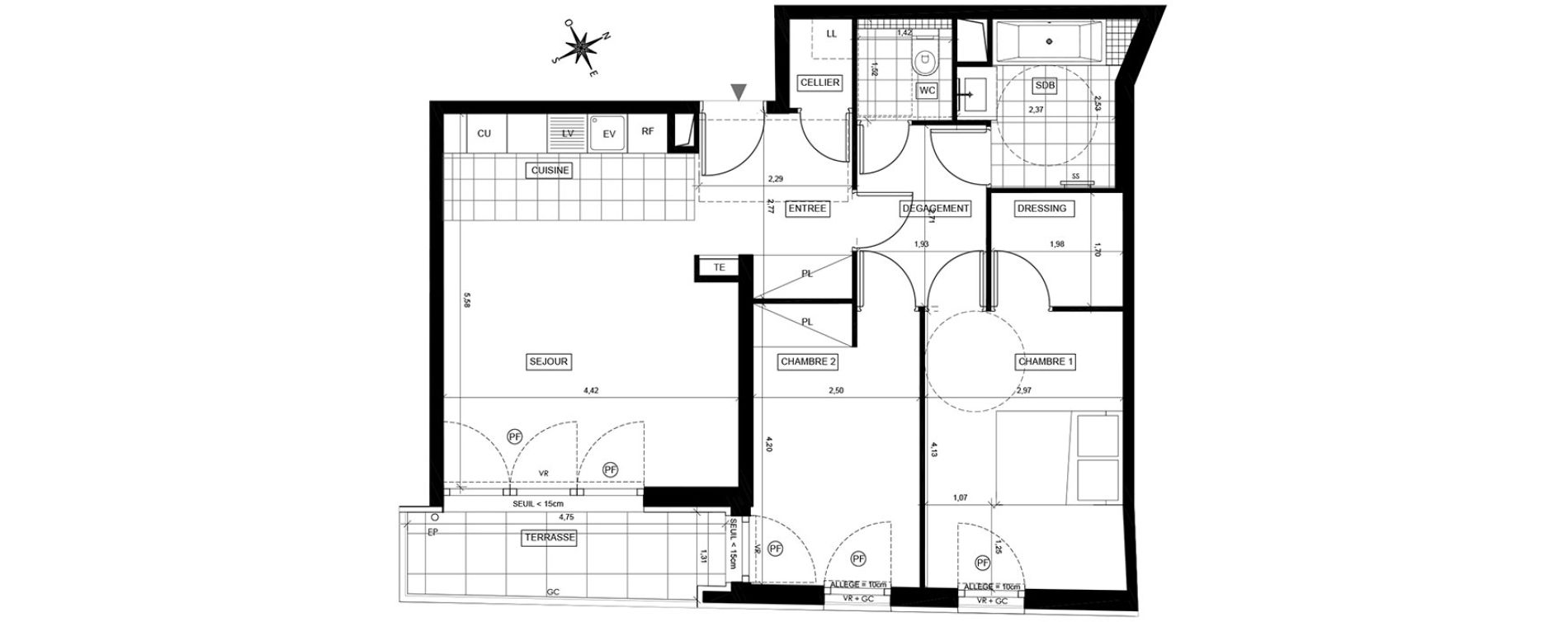 Appartement T3 de 69,16 m2 &agrave; Chaville Centre