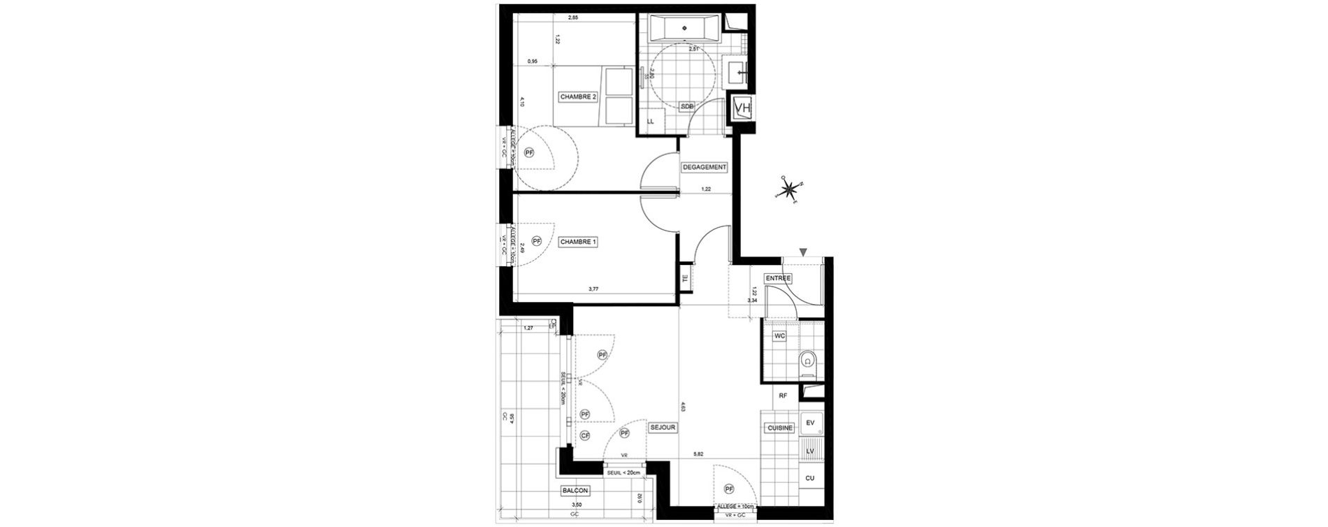 Appartement T3 de 59,40 m2 &agrave; Chaville Centre
