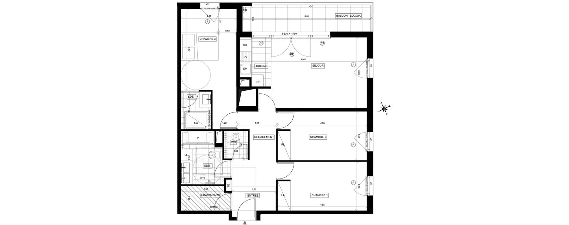Appartement T4 de 82,94 m2 &agrave; Chaville Centre