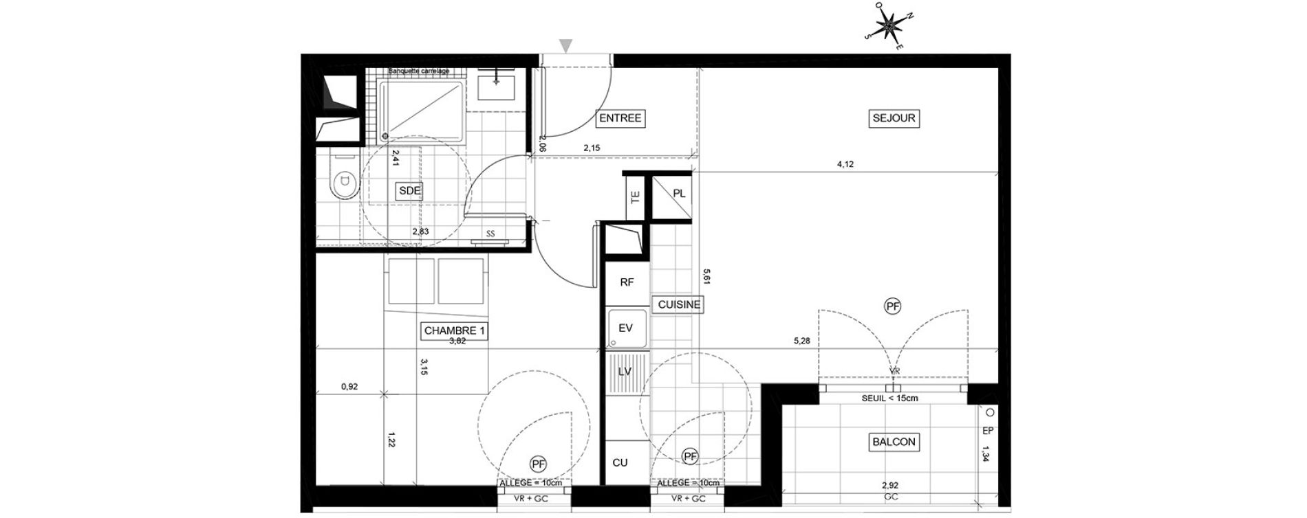 Appartement T2 de 45,17 m2 &agrave; Chaville Centre