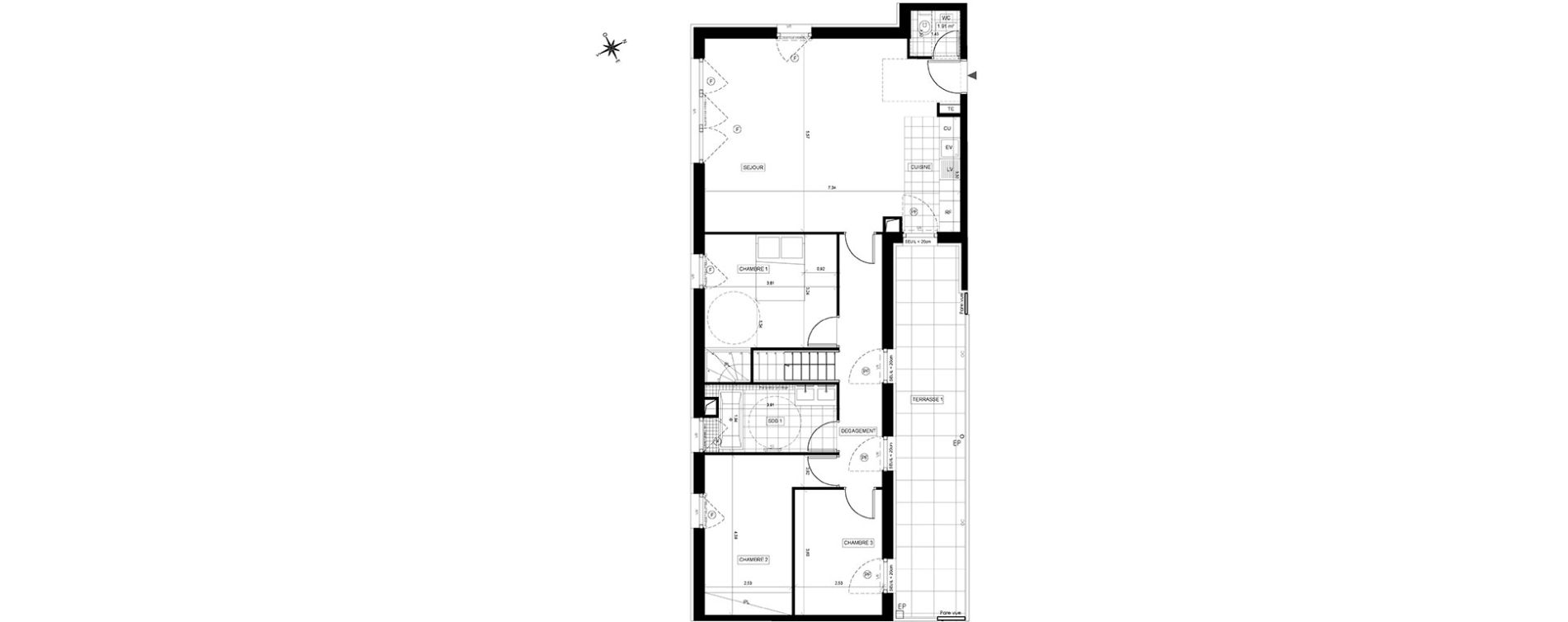 Duplex T5 de 114,47 m2 &agrave; Chaville Centre