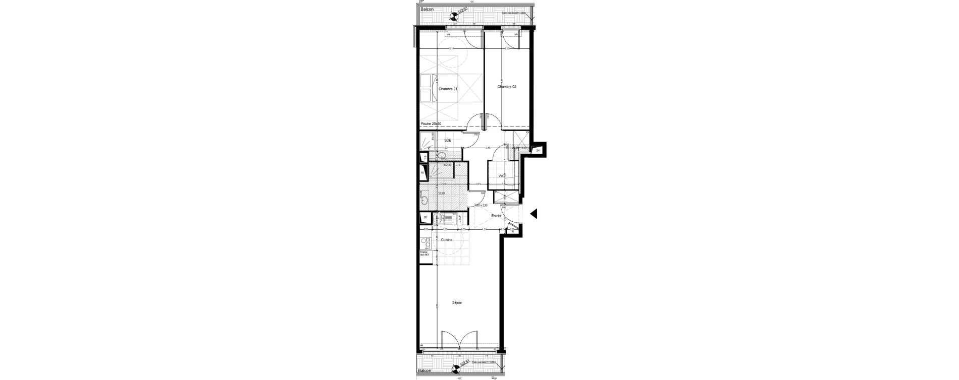 Appartement T3 de 71,80 m2 &agrave; Chaville Centre