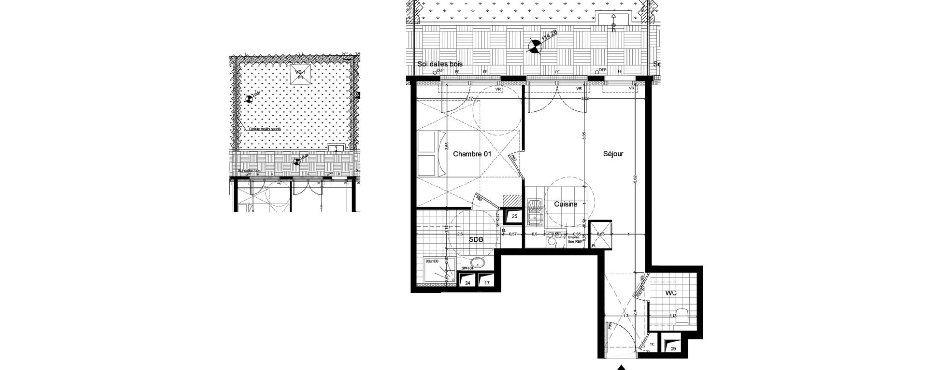 Appartement T2 de 41,20 m2 &agrave; Chaville Centre