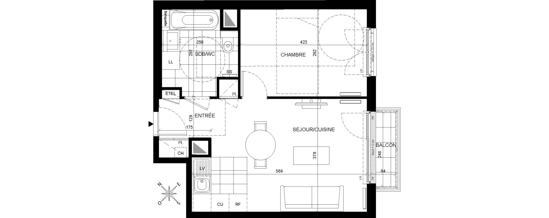 Appartement T2 de 42,94 m2 &agrave; Chaville Centre