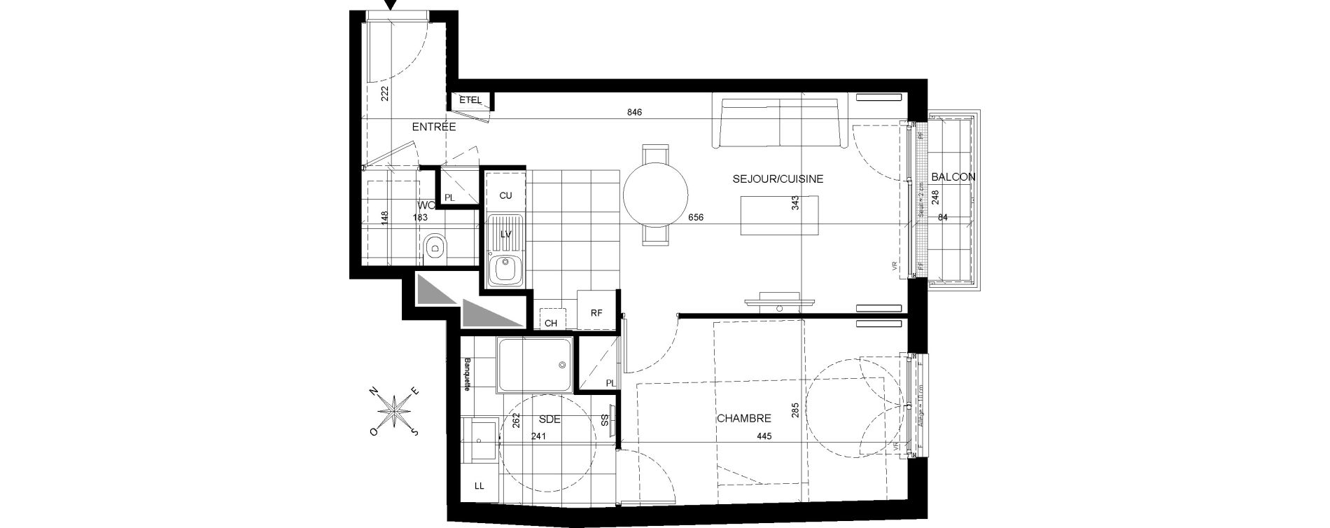 Appartement T2 de 47,54 m2 &agrave; Chaville Centre