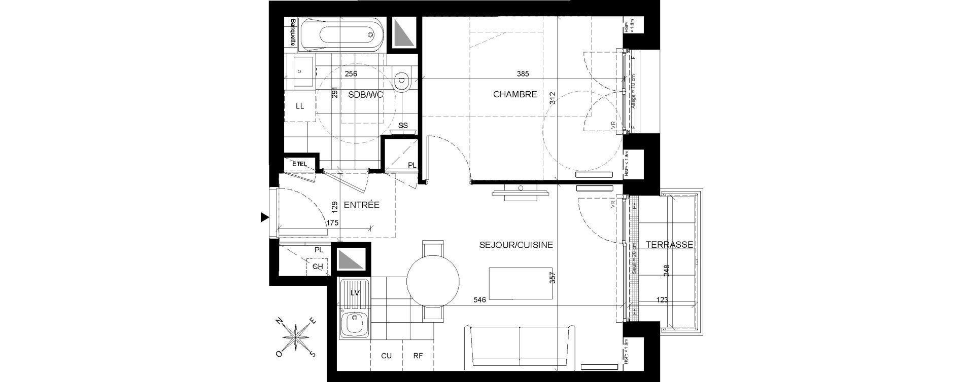 Appartement T2 de 40,22 m2 &agrave; Chaville Centre